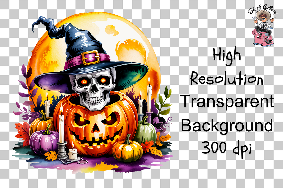 10 PNG Spooky Halloween Skull, a Graphic by Clipart Bloom (Photo 11 of 11)