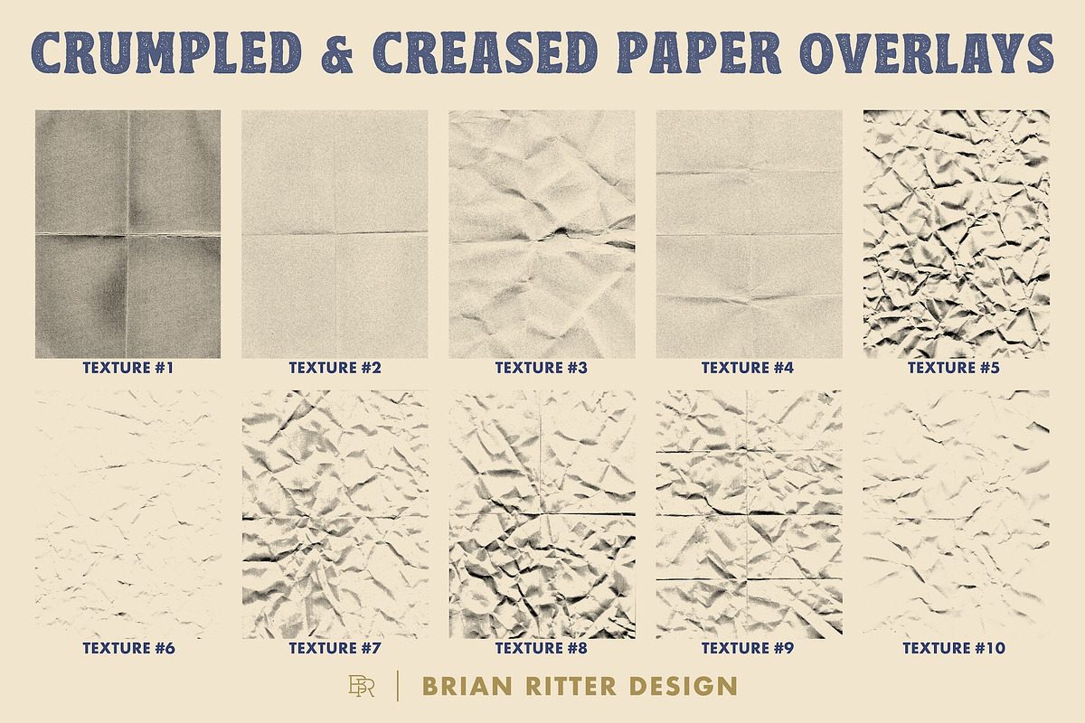 Crumpled & Creased Paper Overlays, a Texture Graphic by Brian Ritter Design (Photo 7 of 12)
