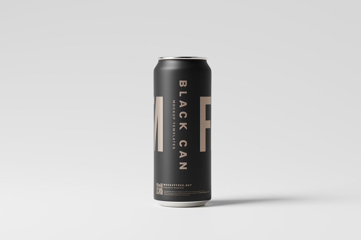 Black Soda or Beer Can Mockups, a Packaging Mockup by MockupFree.Net (Photo 4 of 15)