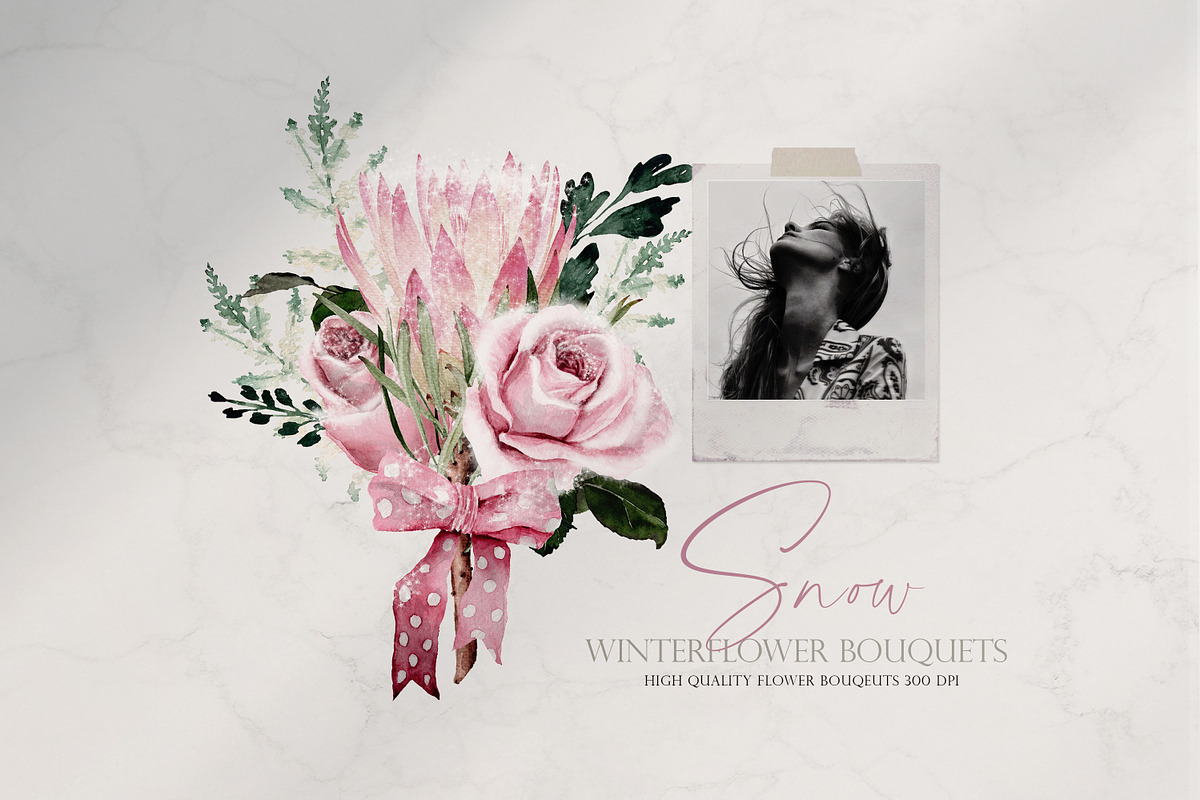 Watercolor flower - Snow pink Winter, an Illustration by Beigetime (Photo 11 of 12)