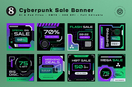 Purple Cyberpunk Sale Banner, an UI Kit Template by graphicook