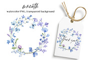 Blue flowers watercolor PNG clipart., a Decorative Illustration by Larisa Maslova (Thumbnail 2 of 9)
