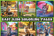Cute Animal Coloring Pages For Kids, an Animal Illustration by Printable Design Store (Thumbnail 2 of 4)