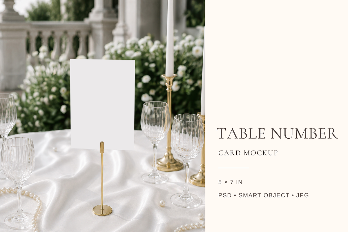 5x7 Wedding Table Number Mockup, an Advertising Mockup by Serenefeeling (Photo 1 of 7)