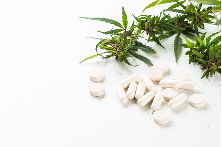 CBD oil in glass bottles and, a Health & Medical Photo by Nadia-nb