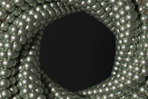 Metallic sphere tunnel forming abstract circular frame, an Industrial Photo by RF Images