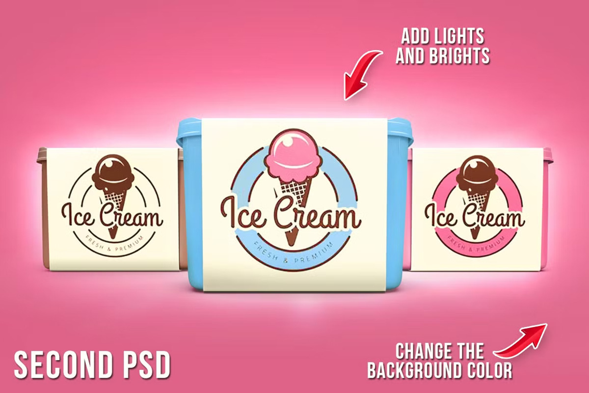Ice Cream Container Mockup, a Cups & Container Mockup by Bruno's Shop (Photo 2 of 9)