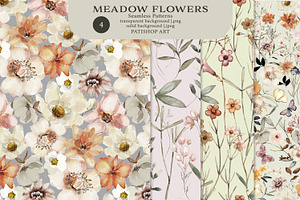 Watercolor Meadow Seamless Patterns