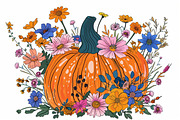 Autumn Pumpkin Floral Clipart, an Illustration by Designs_River (Thumbnail 2 of 10)