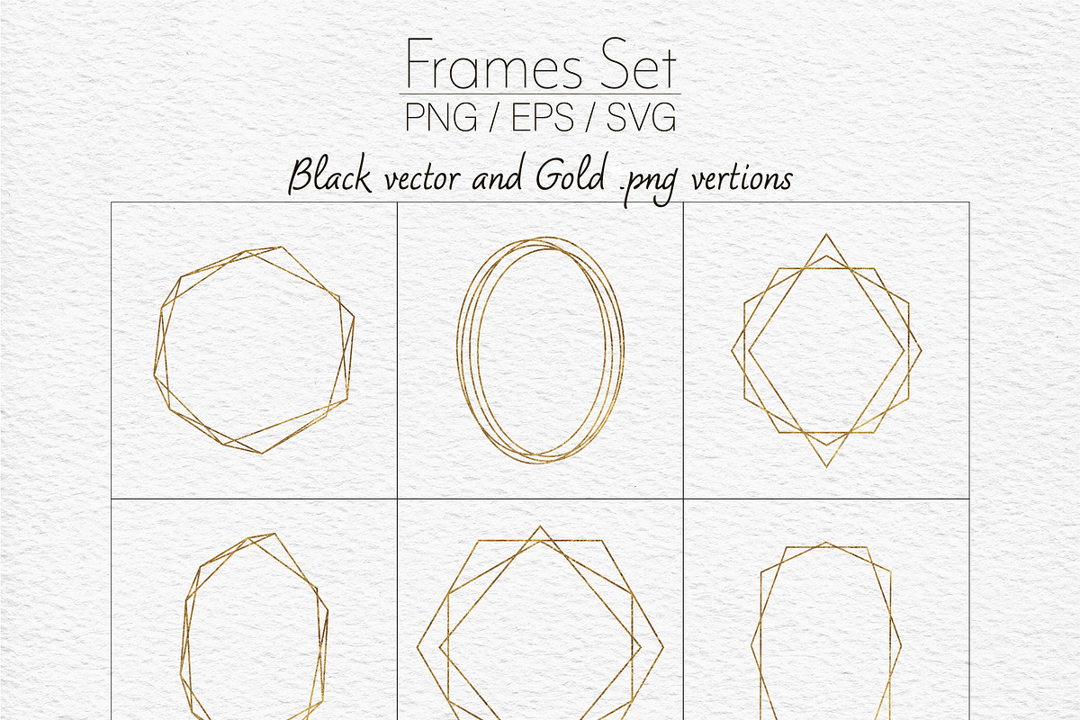Gold geometric frames svg Clipart, an Object Graphic by DigitalArsiart (Photo 3 of 9)