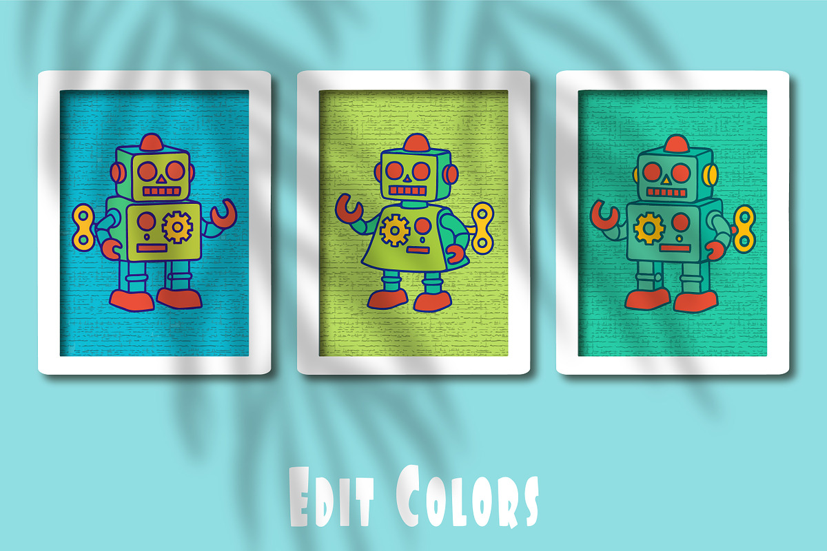 Retro Toy Robots Clipart & Posters, an Object Graphic by Blynn Pippen (Photo 23 of 23)