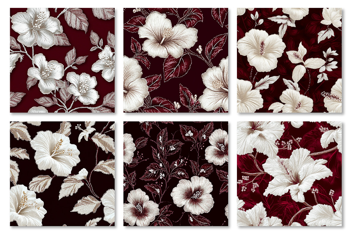 White Hibiscus Digital Paper, a Texture Graphic by Dream Creation (Photo 3 of 7)