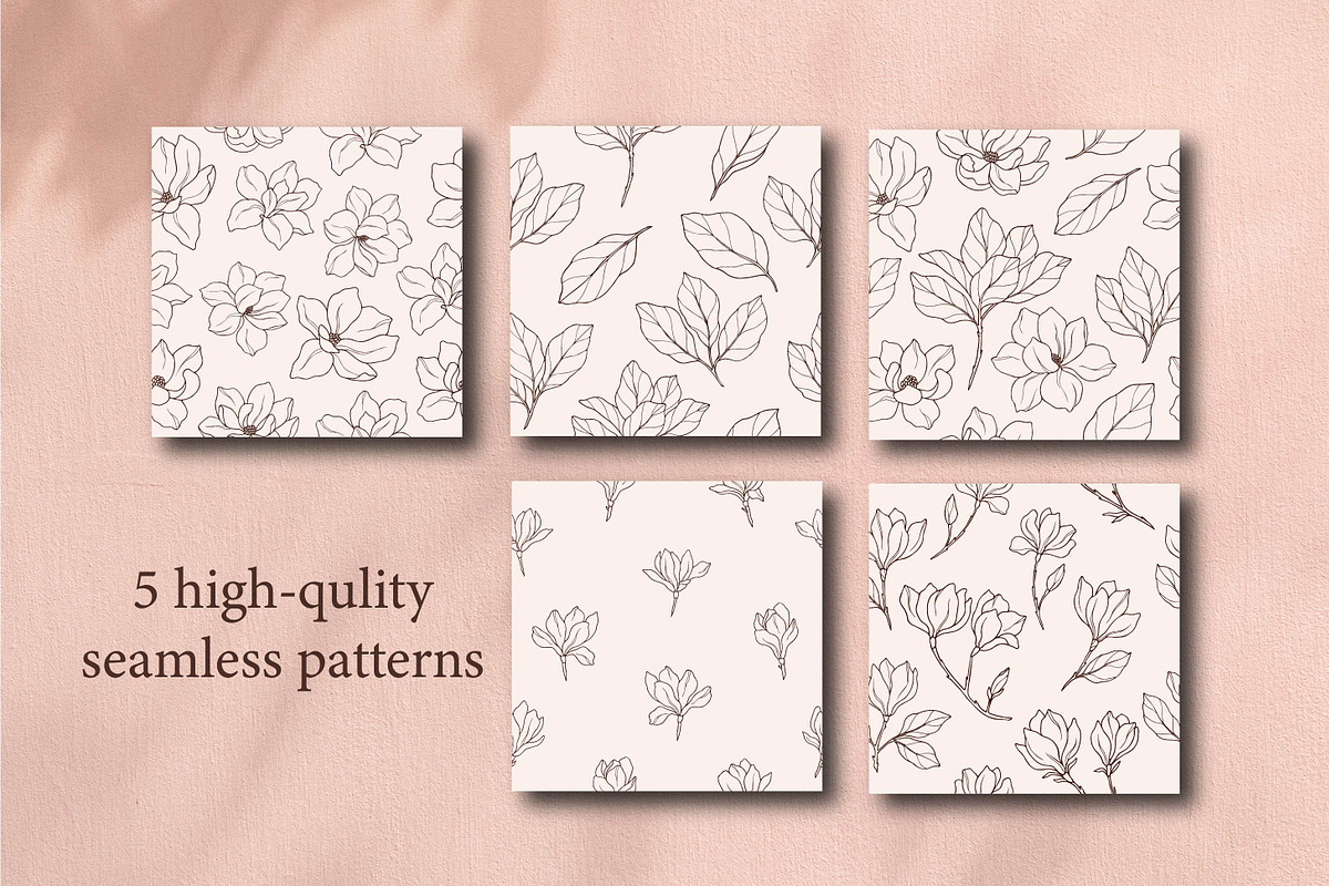 Hand drawn magnolia flowers set, an Object Illustration by RaDavCrafts (Photo 5 of 8)