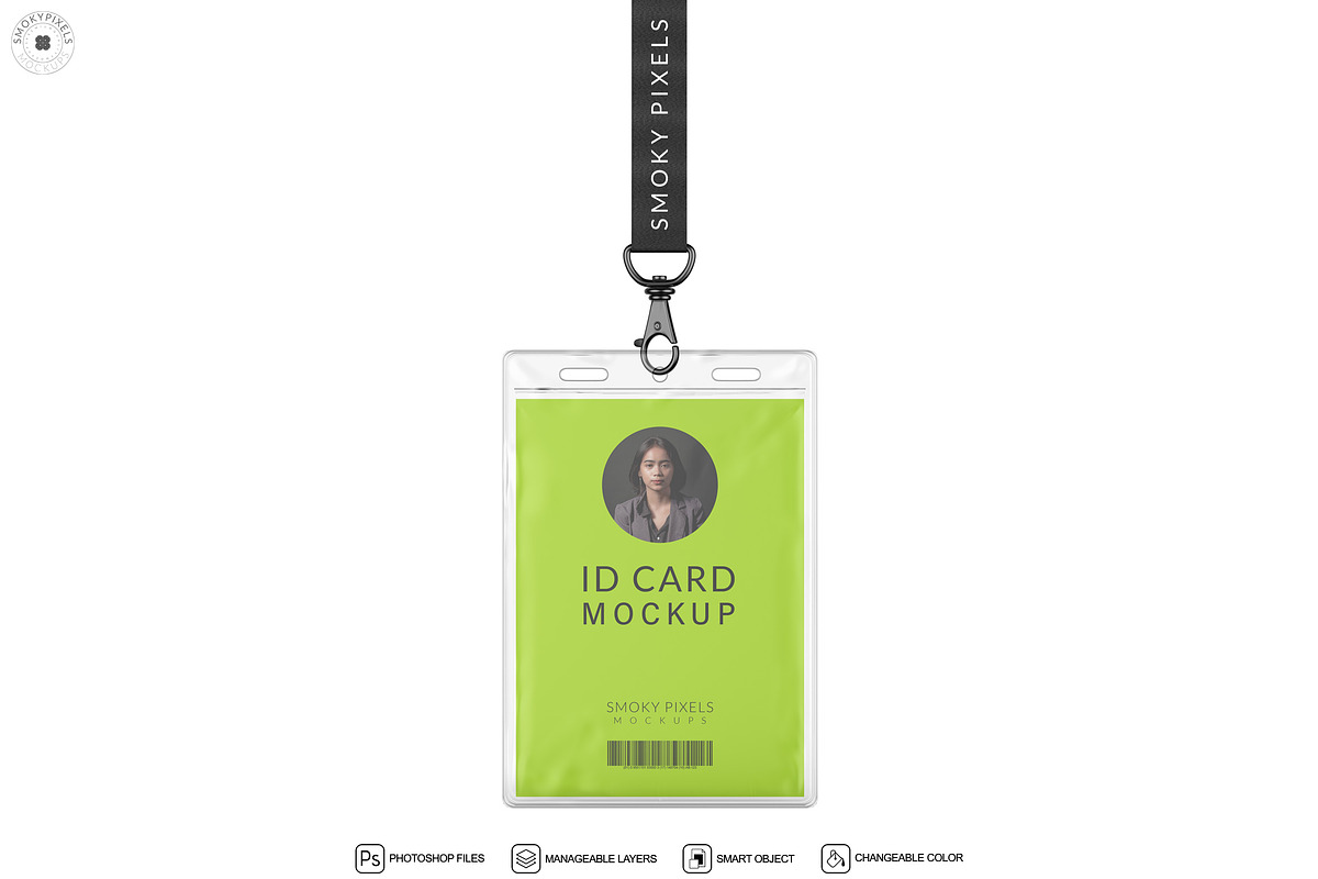 ID Card with Lanyard Mockup, a Product Mockup by SmokyPixels (Photo 2 of 5)