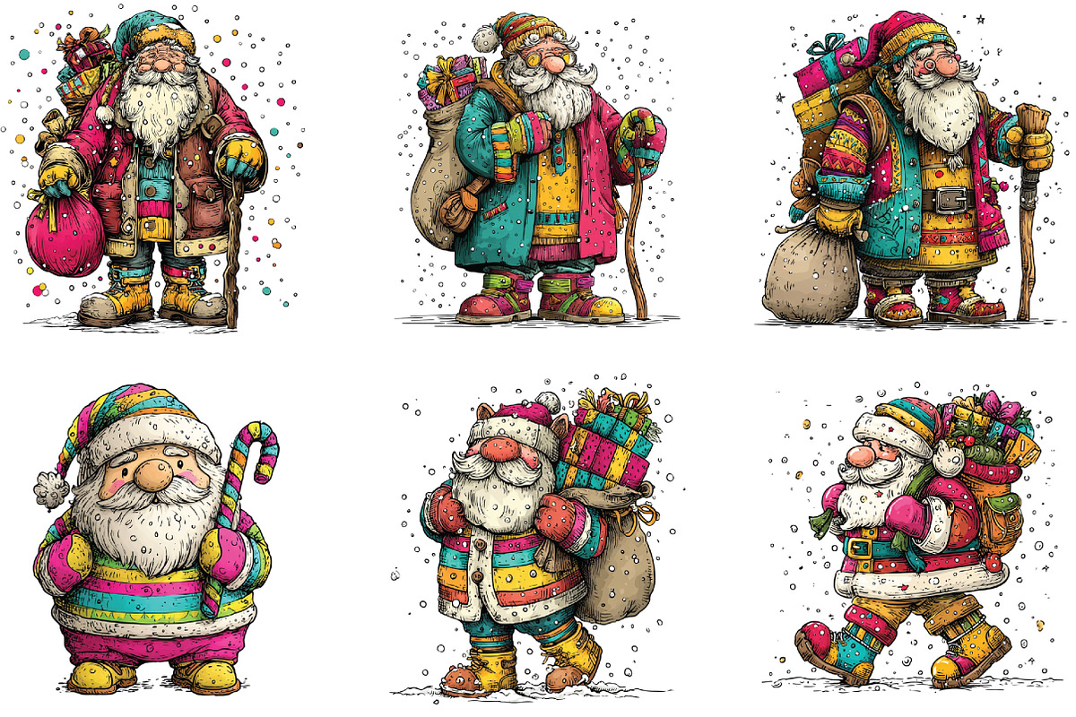 Santa Christmas Clipart, an Illustration by CraftArtStudio (Photo 3 of 6)