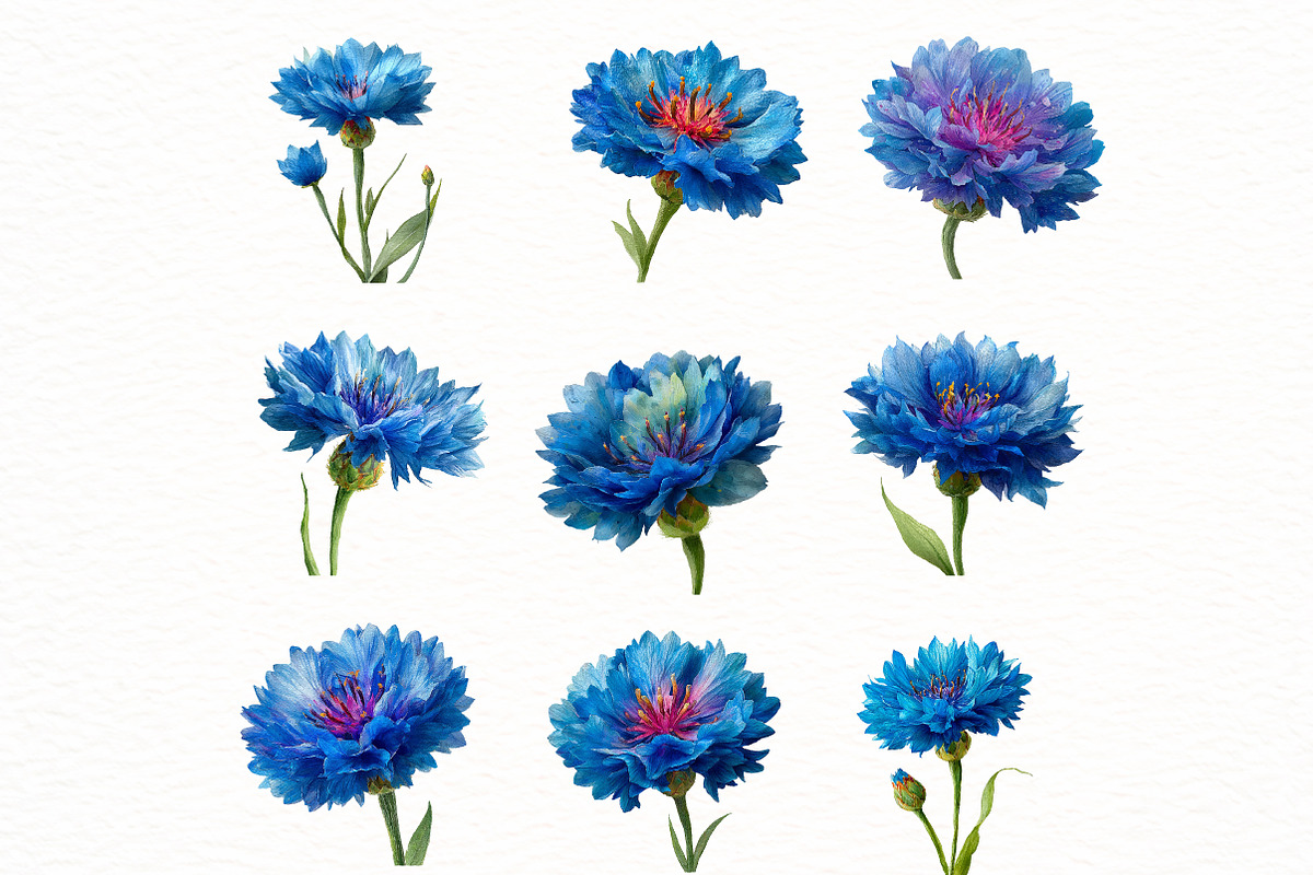Whimsical cornflower Flower Clipar, an Illustration by Designworld (Photo 4 of 7)