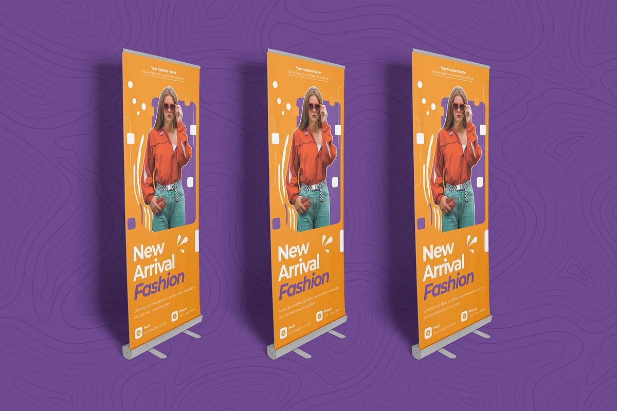 Fashion Purplerange Roll Up Banner, a Print Template by Esensifiksi.studio (Photo 2 of 2)