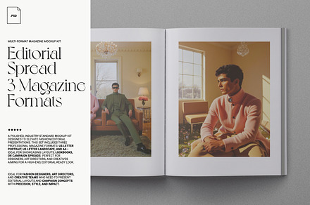 Fashion Magazine Spread, 3 Formats