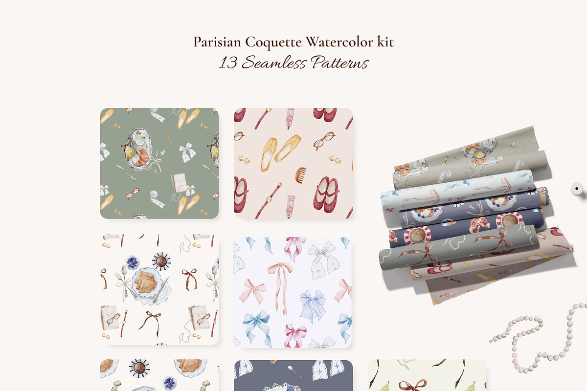Parisian Coquette Watercolor Kit, a Decorative Illustration by Yuliia Lashevska (Photo 15 of 16)