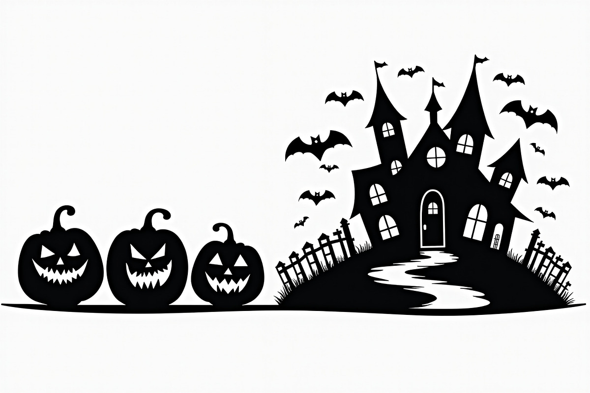 Haunted Halloween Silhouette bundle, an Illustration by hafijul (Photo 8 of 9)