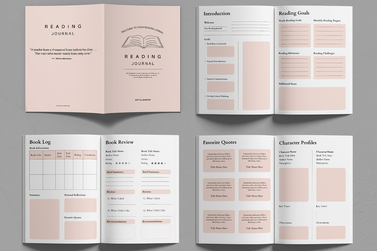 Reading Journal Template, a Stationery Template by MightyDesign (Photo 2 of 6)