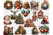 Christmas Watercolor Clipart Set, a Seasonal Illustration by GlamArtZhanna (Thumbnail 5 of 5)