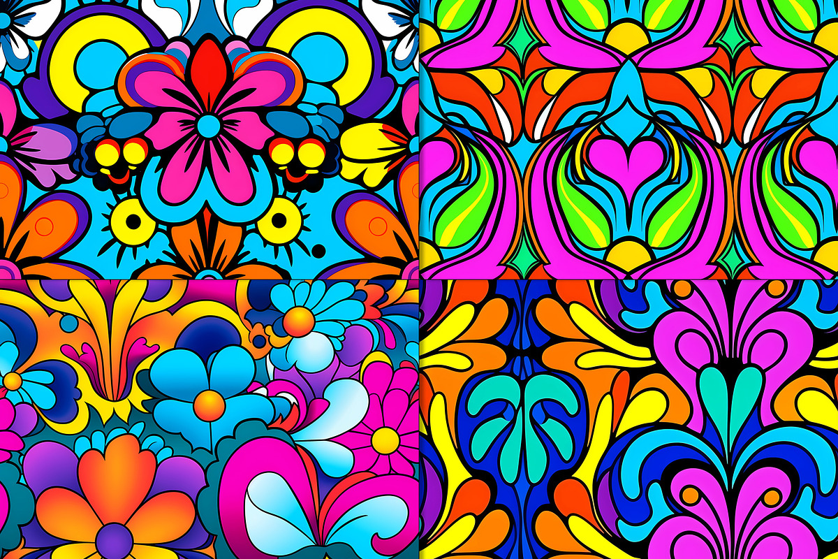 20 Seamless Psychedelic 1970s Set, a Pattern Graphic by Nordic Design (Photo 8 of 9)
