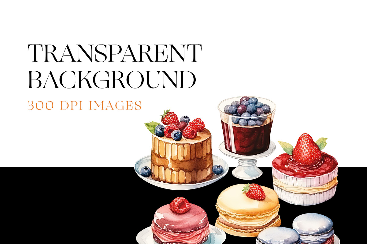 Watercolor French Pastry Clipart, an Illustration by BrushstrokeArtGB (Photo 5 of 9)