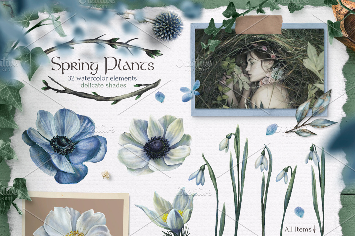 Imbolc Celtic Winter Watercolor Set, a Texture Illustration by Fluffy Unicorn (Photo 5 of 13)
