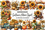 Sunflowers Autumn Clipart, an Illustration by DreamArtGraphic (Thumbnail 1 of 5)