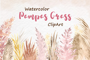 Watercolor Pampas Grass ClipArt