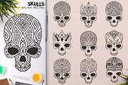 100 Decorative Vector Skulls, a Decorative Illustration by pixaroma (Thumbnail 22 of 37)