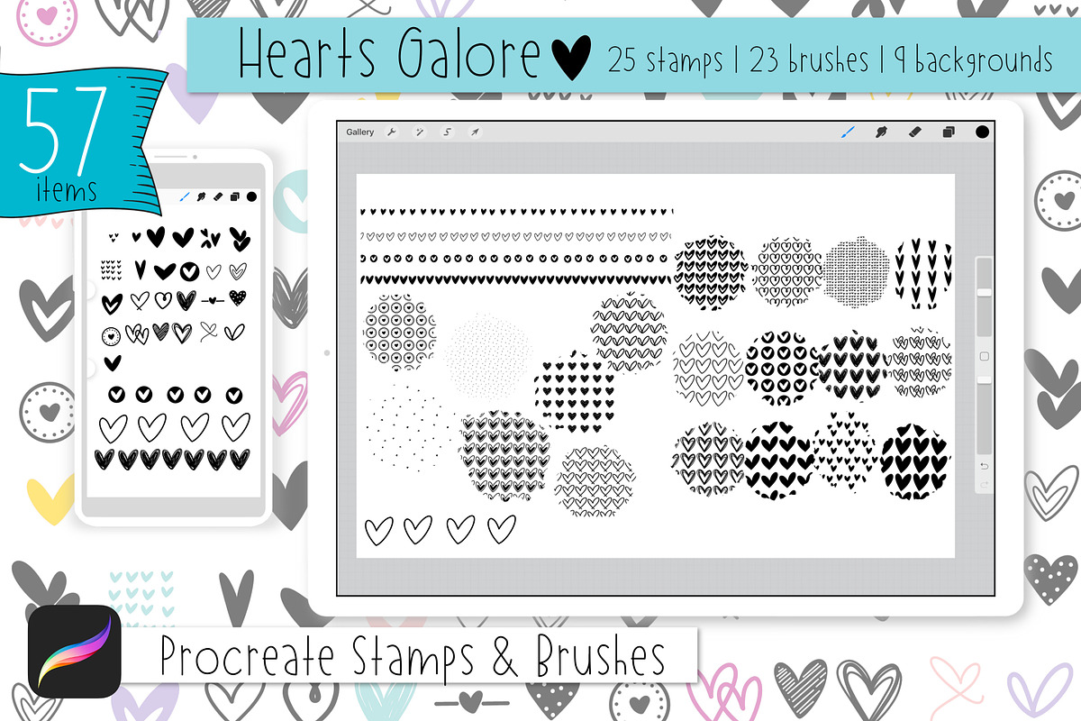 Hearts Galore | 57 Hand Drawn Hearts preview 2