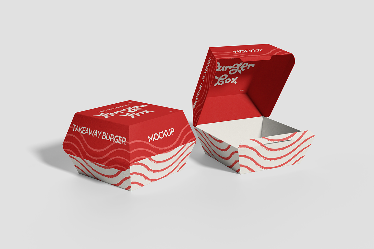 Burger Takeout Box Mockup, a Packaging Mockup by DSNA Mockup (Photo 4 of 6)