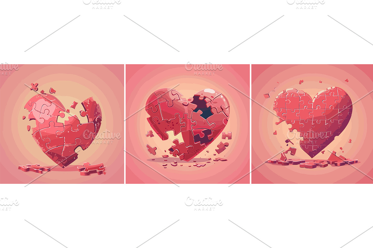 Mosaic heart cartoon vector concepts, an Object Illustration by Onyx
