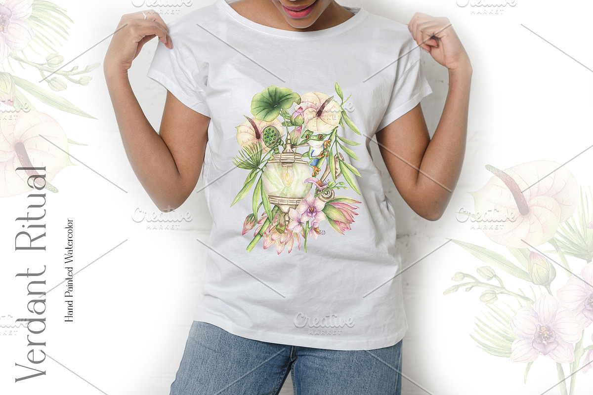 Watercolor Verdant Ritual Collection, a Decorative Illustration by MayaNavits (Photo 10 of 13)