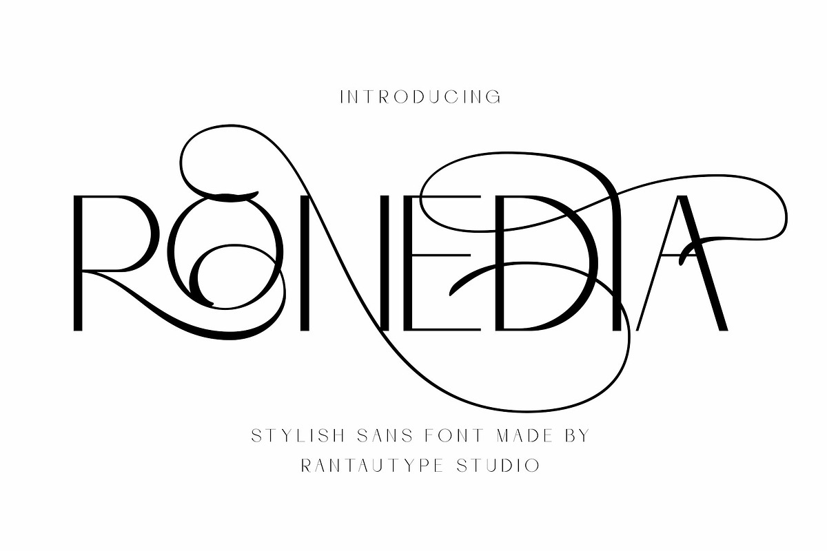Ronedia Stylish Sans Font, a Sans Serif Font by RantautypeStudio (Photo 1 of 17)