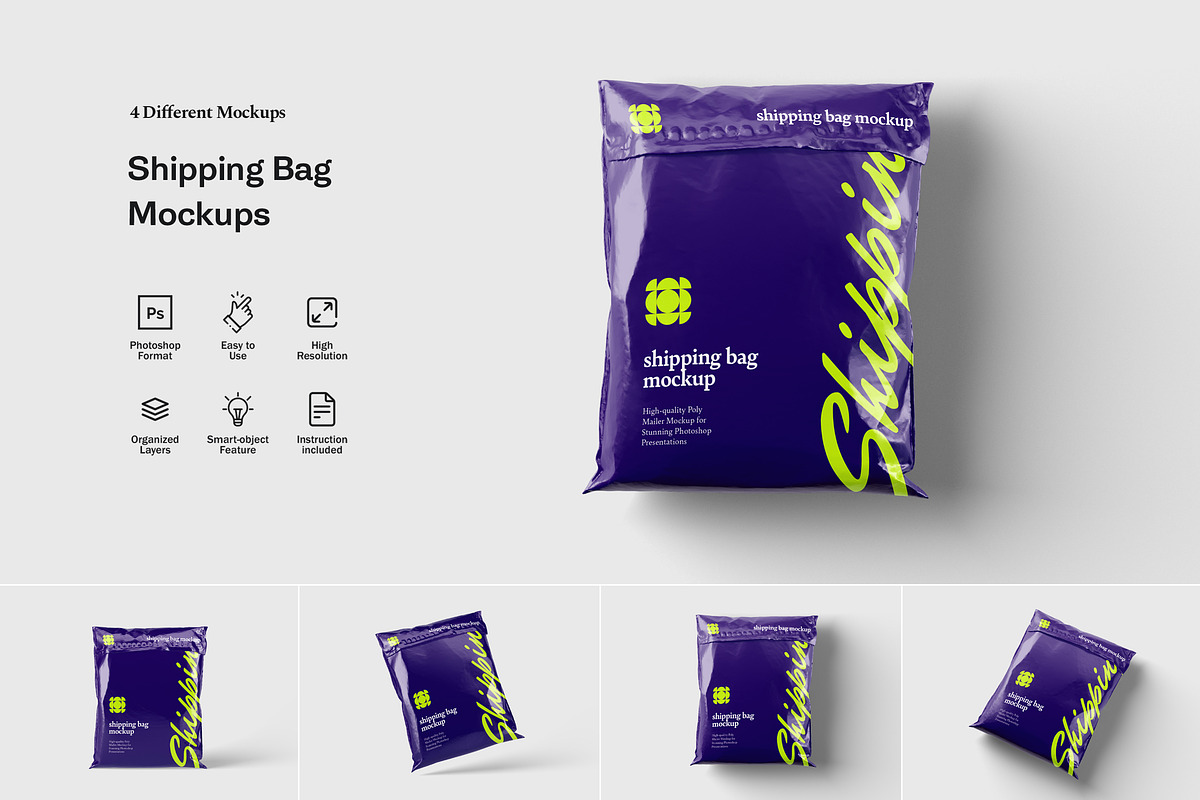 Shipping Bag Mockups, a Mockup by artimasa (Photo 1 of 5)