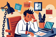 Man chained to desk with laptop, a Person Illustration by SouravDesign (Thumbnail 3 of 3)