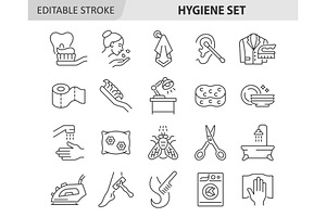 Hygiene line icon vector set, an Outline Icon by ElineDesign