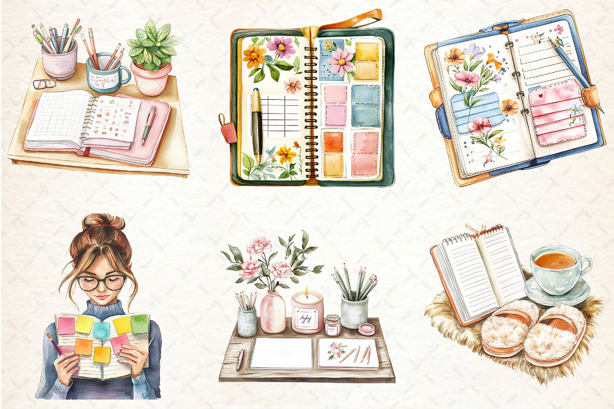 Planner Girl Sublimation Clipart, a Seasonal Illustration by Rose Art (Photo 2 of 3)
