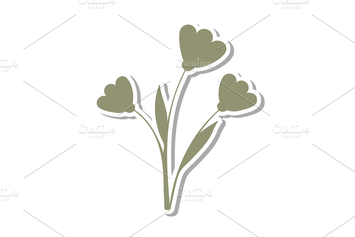 Simple green flower sticker with, an Object Illustration by okskukuruza