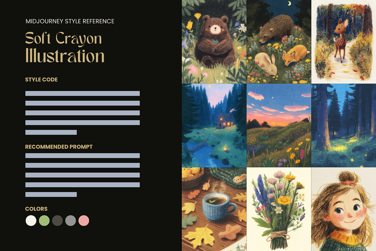 Crayon Illustration MidJourney Style, a Decorative Illustration by Artimind Studio (Photo 3 of 10)