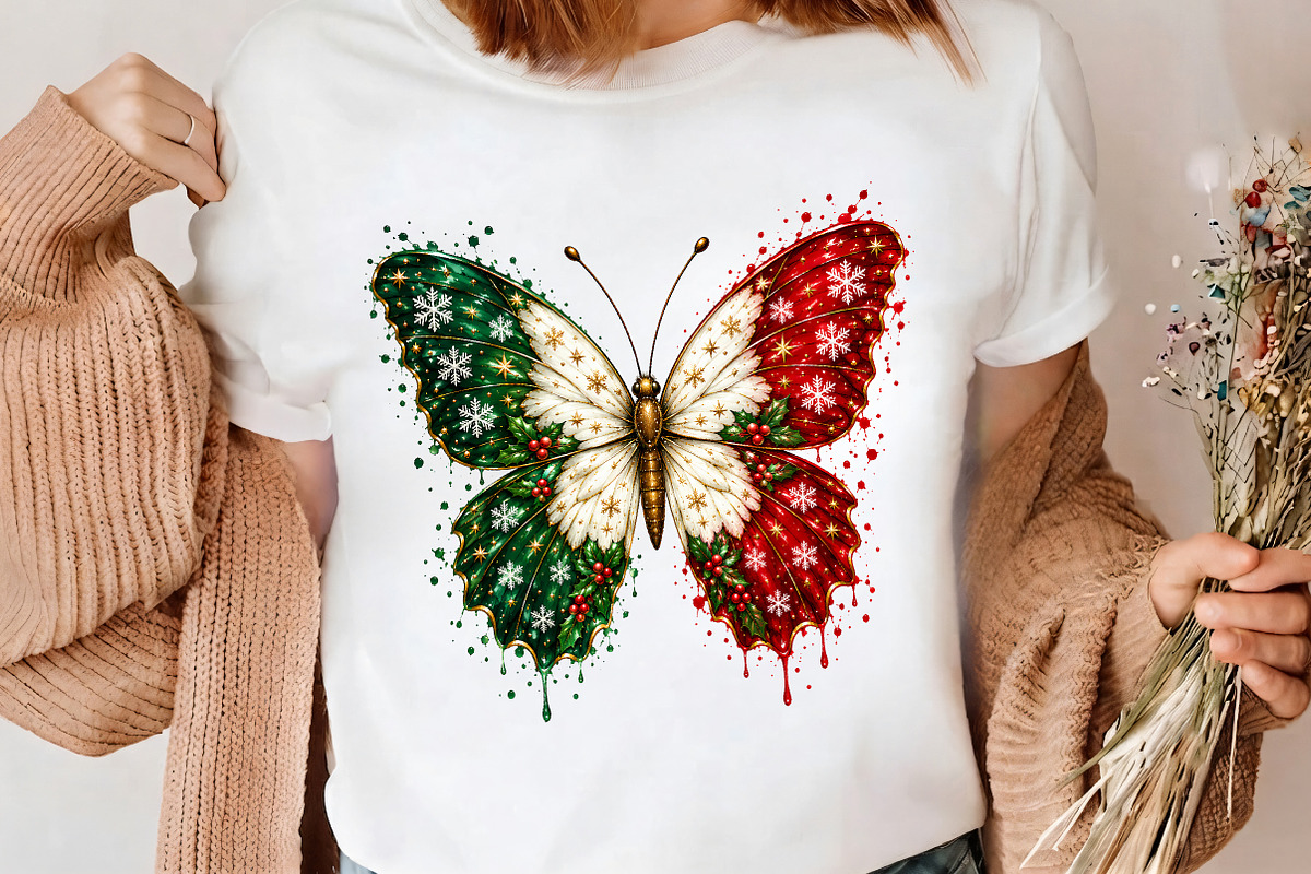 Christmas Butterfly PNG Clipart Art, a Seasonal Illustration by CrexoraLab (Photo 4 of 4)