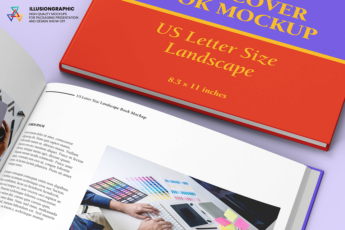 US Letter Size Landscape Book Mockup, a Books & Magazine Mockup by Illusiongraphic (Photo 27 of 31)