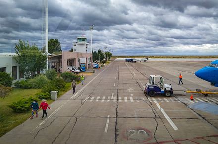 Aerial view trelew airport ramp zone, chubut province, argentina, a Transportation Photo by DanFLCreativo