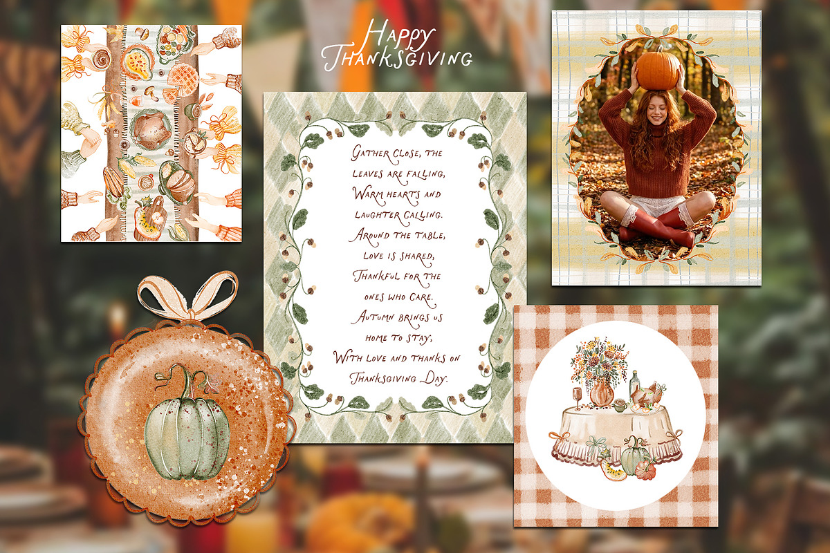 Thanksgiving Watercolor Collection, an Object Graphic by LenArt (Photo 2 of 14)
