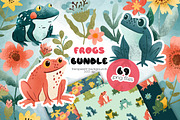 Frogs in Flowers, an Illustration by OllyKo Art (Thumbnail 1 of 6)