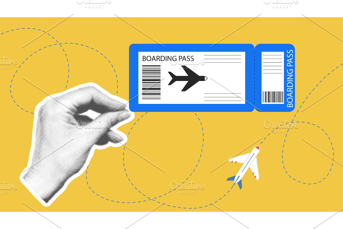 Airplane boarding pass in female, a Transportation Illustration by Tati_Kli