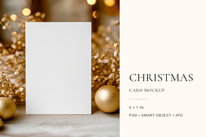 Gold Christmas Invitation Mockup 5x7